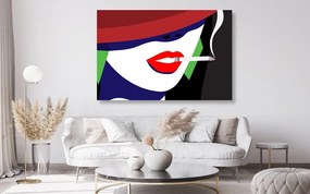 Stampa su tela – Donna con cappello in stile pop art