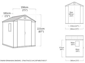 Casetta Da Giardino In Resina 190x183x221H Cm Darwin 6x6 Marrone Keter