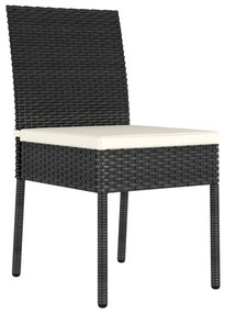 Set da Pranzo da Giardino 3 pz in Polyrattan Nero