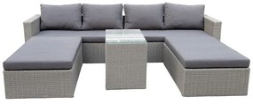 Set da giardino in rattan artificiale grigio per 4 persone Drammen - Bonami Selection