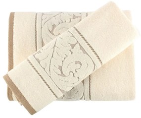 Set di asciugamani e teli da bagno in cotone crema Crema - Foutastic