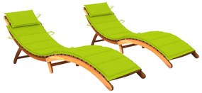 Lettini Prendisole 2 Pz Con Cuscini İn Legno Massello Dacacia /