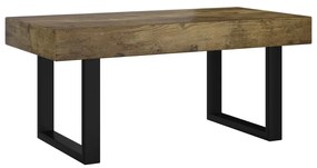 Tavolino salotto marrone scuro e nero 90x45x40cm in mdf e ferro