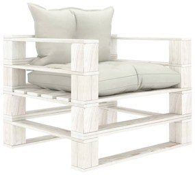 Set divani da giardino pallet 7 pz con cuscini beige in legno