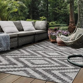 Tappeto Veranda zig geometrico nero e bianco, L 280 x L 200 cm