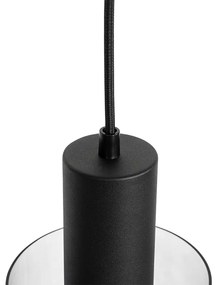 Lampada a sospensione vintage nera con vetro fumé - Vidra