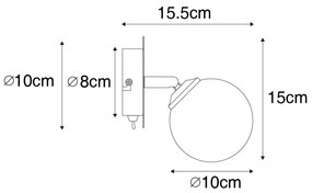 Faretto moderno oro con vetro opalino con interruttore - Athens