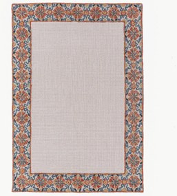 Tappeto in lana a pelo corto fatto a mano Myla Floral Frame