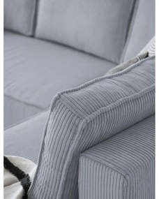 Divano letto angolare in velluto a coste grigio chiaro Brave Dave - Miuform