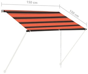 Tenda da Sole Retrattile 150x150 cm Arancione e Marrone