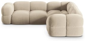 Divano angolare beige con rivestimento in velluto Loretto – Cosmopolitan Design