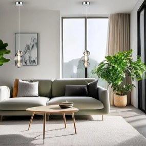 Lampadario LED su cavo BOLLA LED/12W/230V Ø 16 cm cromo lucido/grigio fumé