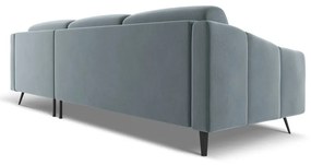 Divano angolare azzurro (con penisola a destra) con rivestimento in velluto Nalu – Makamii