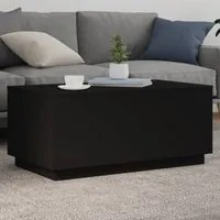 Tavolino da Soggiorno con Luci LED Nero 90x50x40 cm 839876