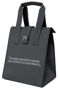 Borsa porta pranzo termica 12 L grigio con scritta