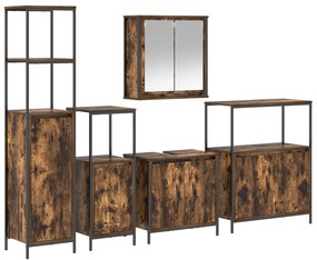 Set di mobili da bagno in rovere affumicato  - 5 pezzi