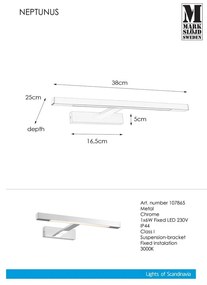 Lampada da parete a LED in argento (lunghezza 38 cm) Neptunus - Markslöjd