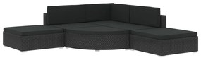 Set Divani da Giardino 6 pz con Cuscini in Polyrattan Nero