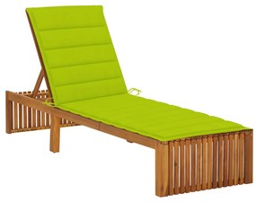 Lettino Prendisole Con Cuscino İn Legno Massello Di Acacia /