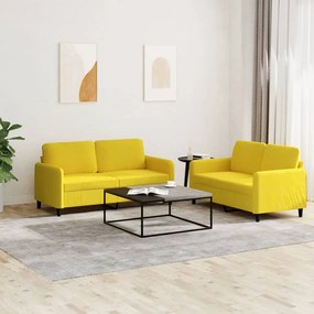 Set Di Divani 2 Pz Giallo İn Velluto /