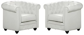 Poltrone CHESTERFIELD in similpelle Bianche - Lotto di 2