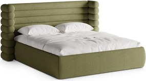 Letto matrimoniale imbottito verde con contenitore con rete inclusa 180x200 cm Mount – Micadoni