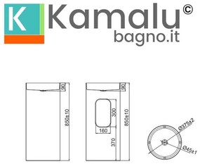 Kamalu - lavabo da terra cilindrico con drenaggio laterale finitura gun metal |