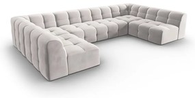 Divano angolare in velluto grigio chiaro (a U) Kendal - Micadoni Home