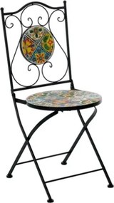 Set Da Pranzo Tavolo Maioliche Rettangolare 120x80 Con 4 Sedie Pieghevoli Kos