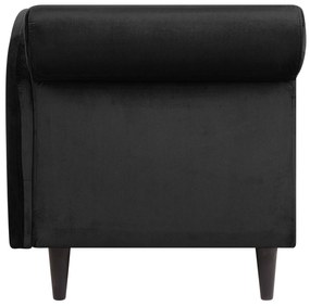Chaise longue velluto nero e legno scuro lato sinistro LUIRO Beliani