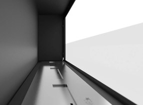 Camino a Bioetanolo da Parete/Incasso 180x49 cm Frame 1800 Nero con Vetro...
