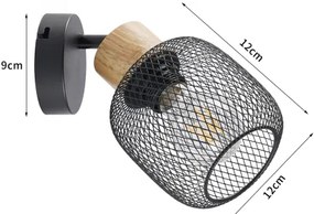 Brilagi - Faretto da parete BASKLITE 1xE27/15W/230V legno di hevea/nero