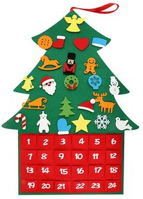 Calendario dell&#8217;Avvento in feltro DIY Albero di Natale 90 cm 24 pezzi da parete Wisdom
