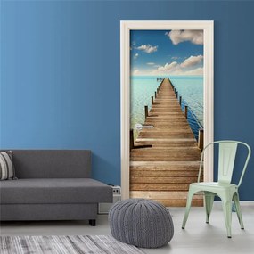 Fotomurale per porta  Turquoise Harbour  Colore Bianco, Dimensioni e Misure 70x210