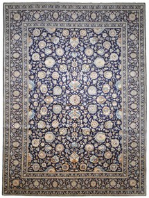 Kashan Tappeto 540x330 Blu (Iran) Annodato A Mano