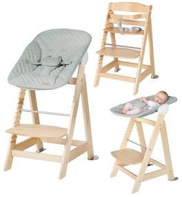 Seggiolone verde chiaro/di colore naturale Style Born Up 2in1 – Roba