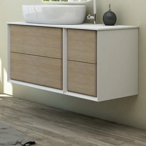 Mobile sottolavabo e lavabo Bellagio per vasca centrale bianco/rovere tabacco L 105 x H 51 x P 46 cm 2 cassetti