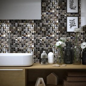 Mosaico pietra Acero Black nero, 11 pezzi