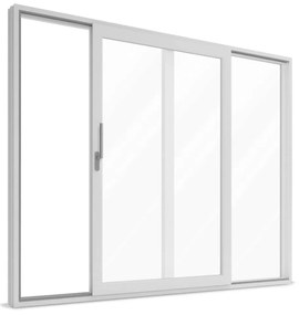 Smart-Slide, porte finestre scorrevoli, pvc, bianco, 2 ante, scorrimento a sinistra, 1600 x 1500 mm o su misura