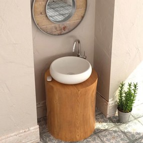 Lavabo da appoggio RONDO SANYCCES tondo piletta non inclusa in resina bianco opaco piletta non inclusa