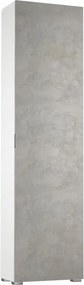 Scarpiera TERRANEO 1 anta apertura battente, doppia profondità L 50 x H 183 x P 30 cm 16 paia, bianco e grigio cemento