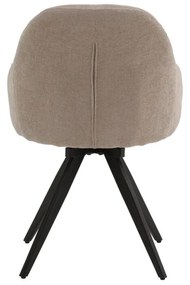 Set di sedie girevoli COVENT in tessuto beige e gambe in metallo nero, con braccioli