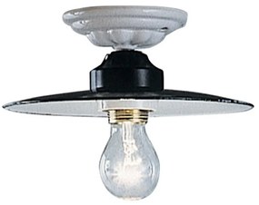 Plafoniera Industrial Potenza Ferro E Ceramica Nero Diam. 25Cm 1 Luce E27