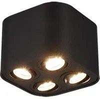 Plafoniera Interno Moderna Cilindro 4 Spots Orientabili Nero Cookie GD Trio