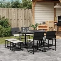 Set da Pranzo da Giardino 9 pz con Cuscini Nero in Polyrattan 3295068