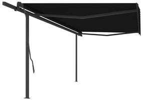 Tenda da Sole Retrattile Manuale con Pali 5x3,5 m Antracite