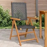 Sedie da Giardino 2 pz Nere Legno Massello Acacia e Polyrattan 367651