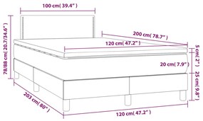 Giroletto a Molle con Materasso Bianco 120x200 cm in Similpelle