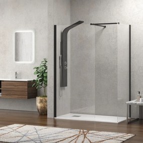 Kamalu - Box doccia walk in 80x110 profilo nero | KW2000B