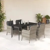 Set Pranzo da Giardino 5pz con Cuscini Grigio Chiaro Polyrattan 3211993